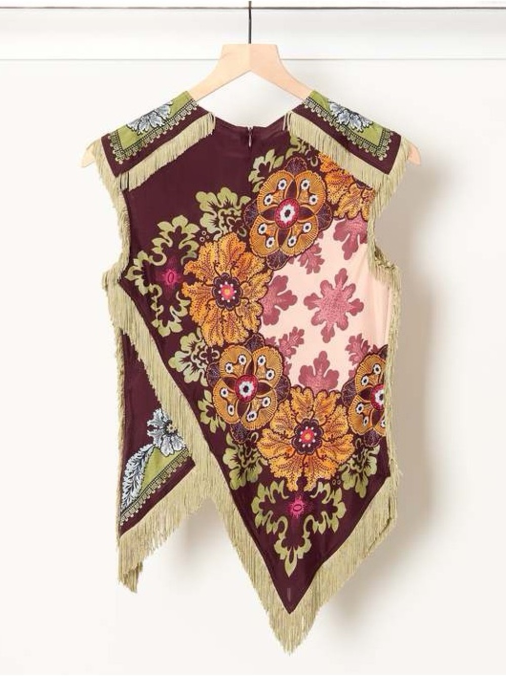 Asymmetrical Fringe Floral Paisley Blouse - Picture 3 of 5